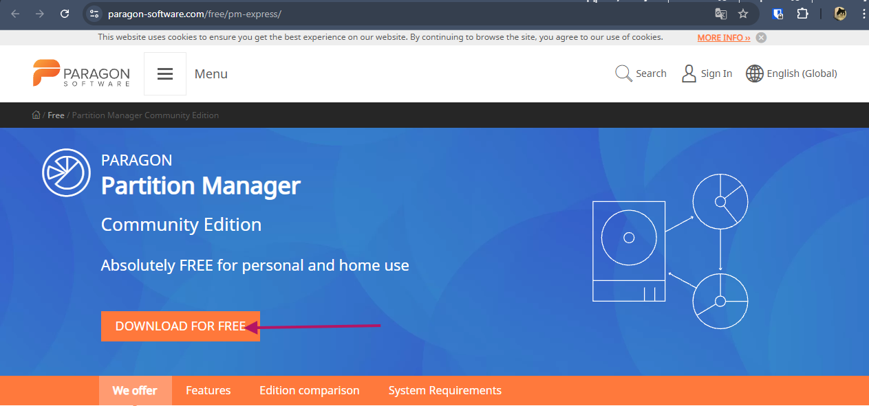 Скачивание Paragon Partition Manager