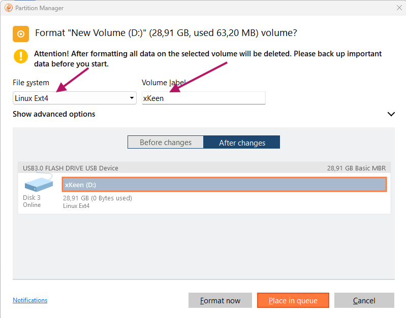Formatting in Ext4
