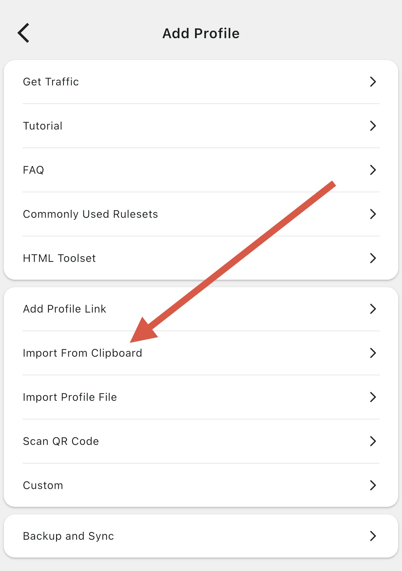Import from clipboard